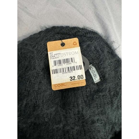 Coal “The Scotty” Black Fuzzy Knit Beanie Hat O/S New with Tags - Picture 4 of 6